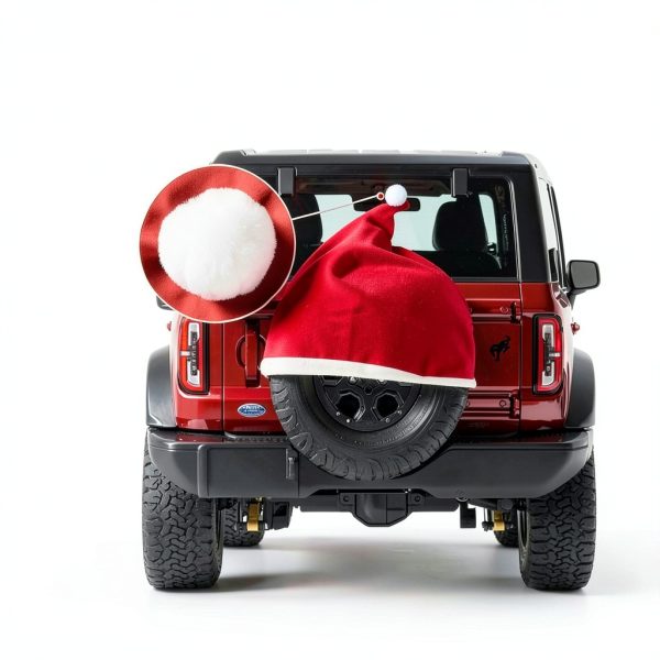 YIJXPOIN Christmas Car Tire Cover Red Non-Woven Universal-4
