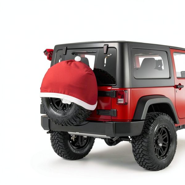 YIJXPOIN Christmas Car Tire Cover Red Non-Woven Universal-5
