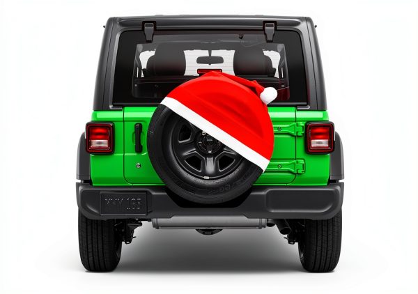 YIJXPOIN Christmas Car Tire Cover Red Non-Woven Universal-0