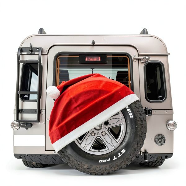 YIJXPOIN Christmas Car Tire Cover Red Non-Woven Universal-3