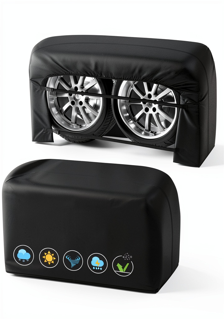Installing GRABADO dual axle tire cover on an RV wheel